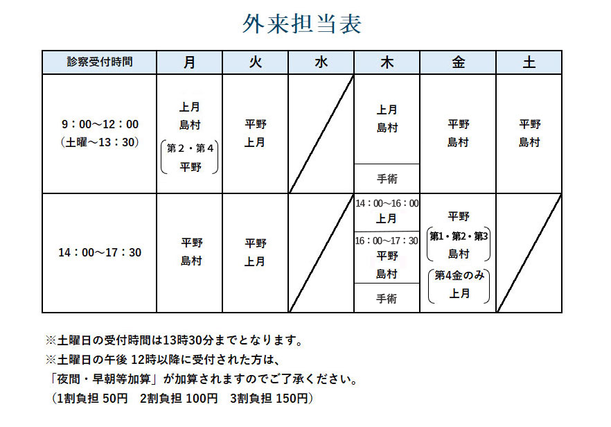 外来診療担当表
